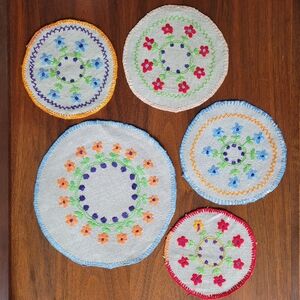 Colourful Embroidered Trivet/Coasters Set